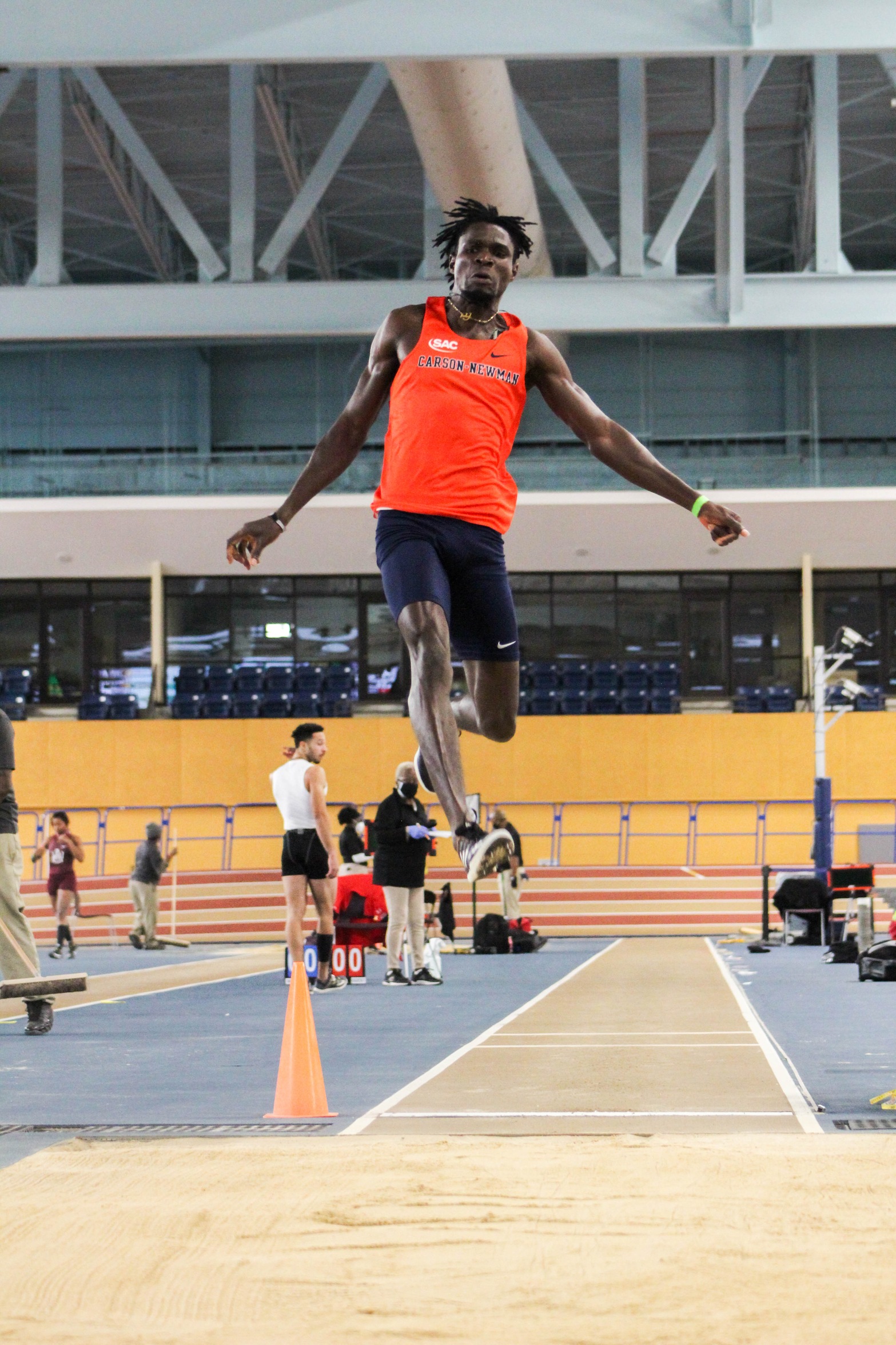 Oreva sets number one mark in Division-II long jump at Joe May Invitational