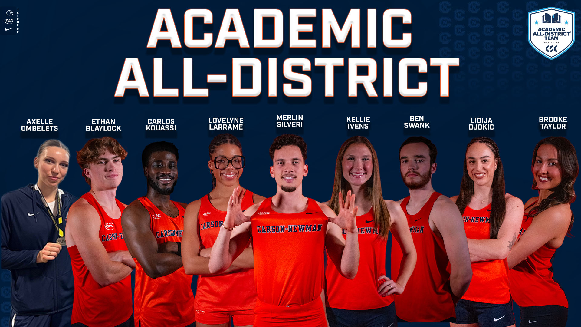 Nine Carson-Newman athletes slot in on the CSC Academic All-District Team