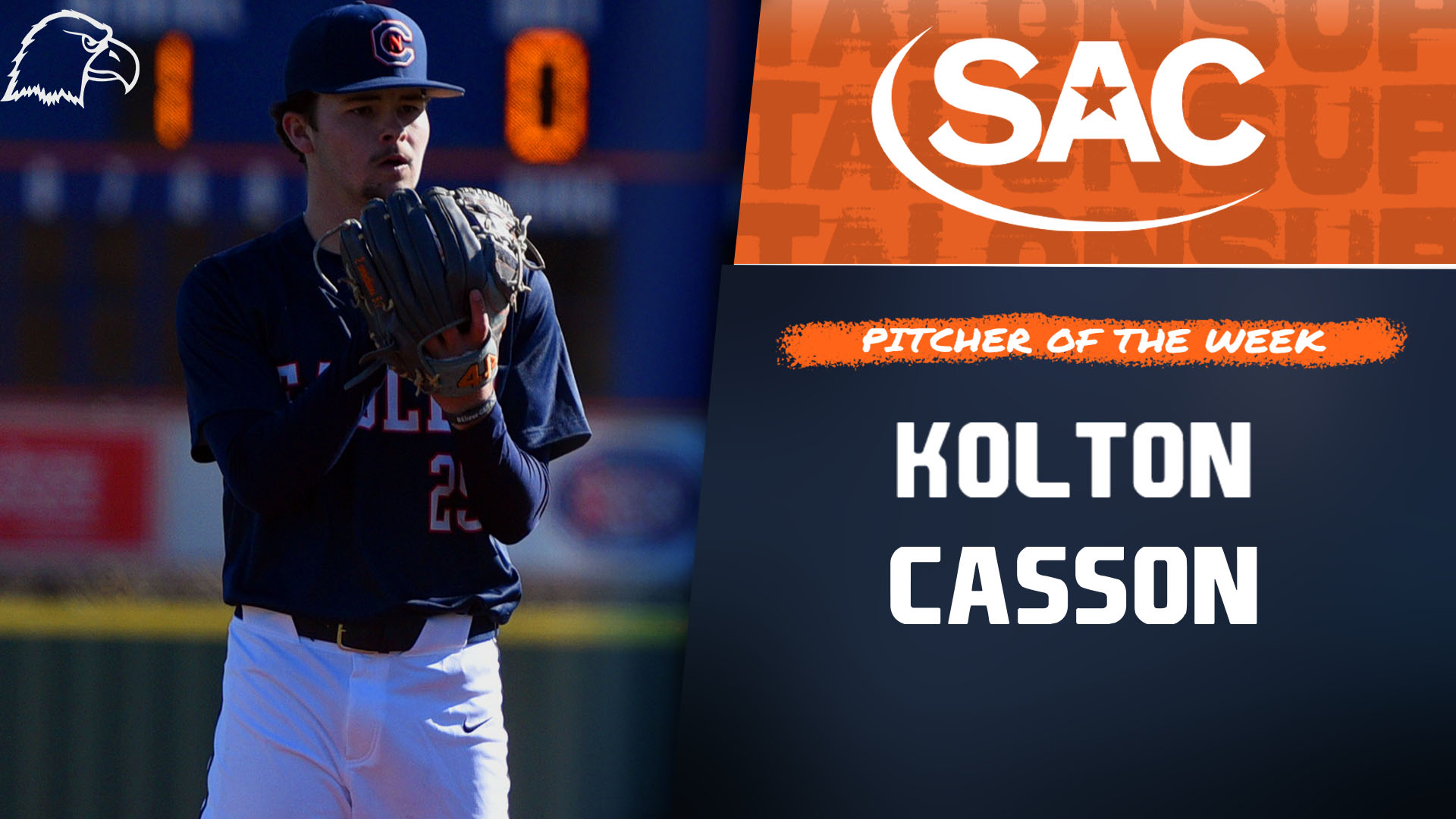 Casson collects SAC Pitcher of the Week honors