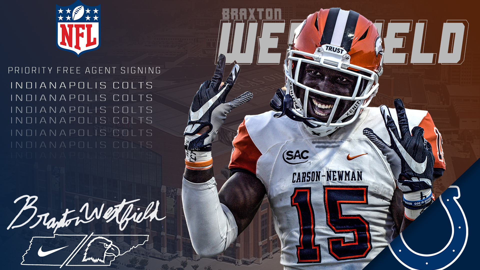 SIGNED! Westfield inks priority free agent NFL contract with Colts