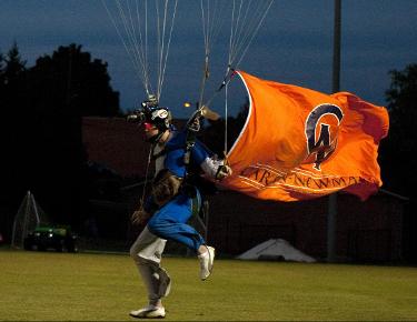 Skydivers landing on McCown Field 2012