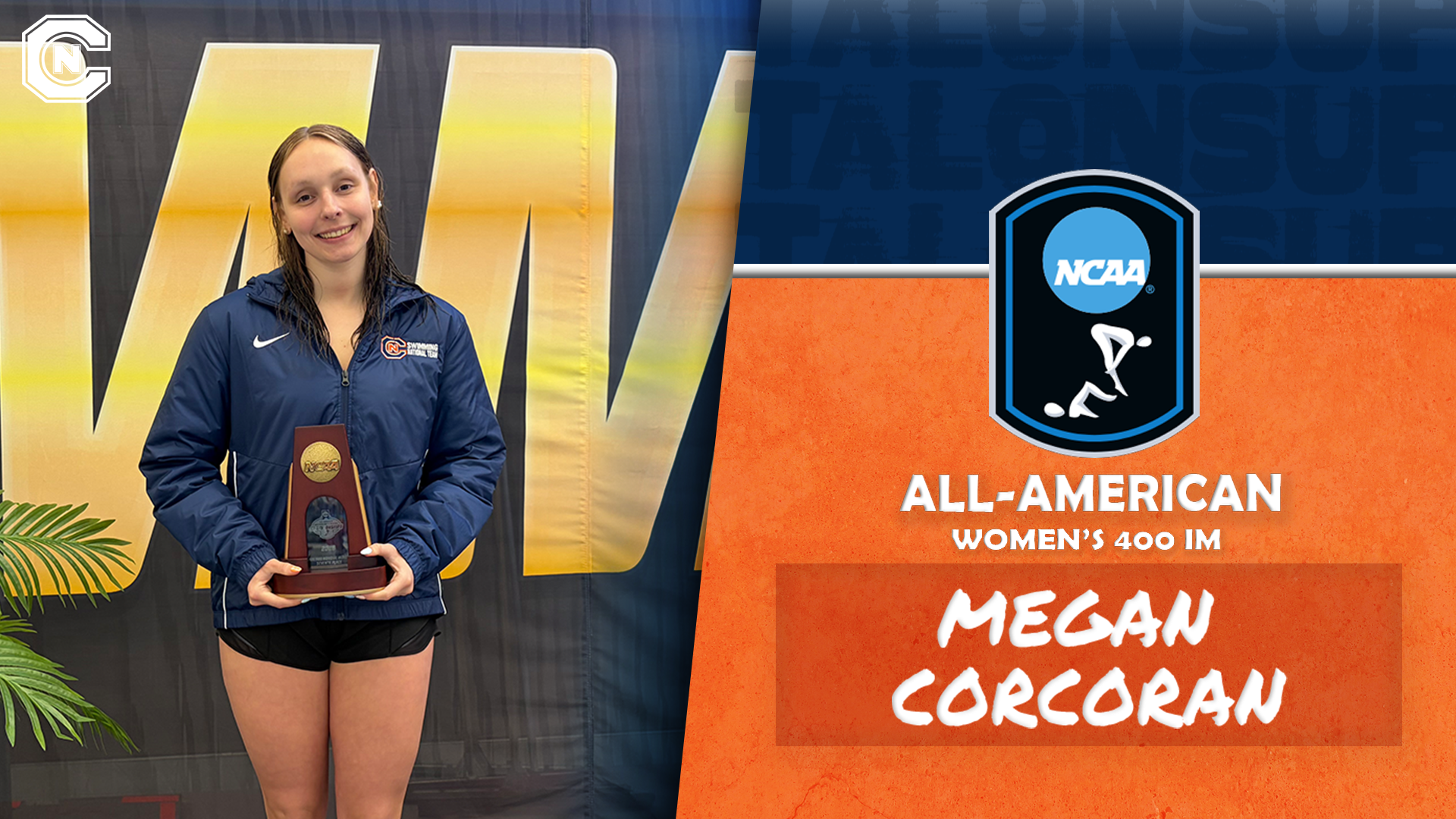 Corcoran Earns All-American Honors with Seventh-Place Finish in 400 IM