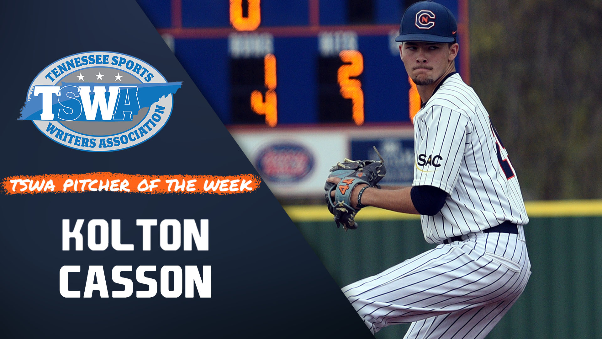 Casson collects TSWA Pitcher of the Week laurel