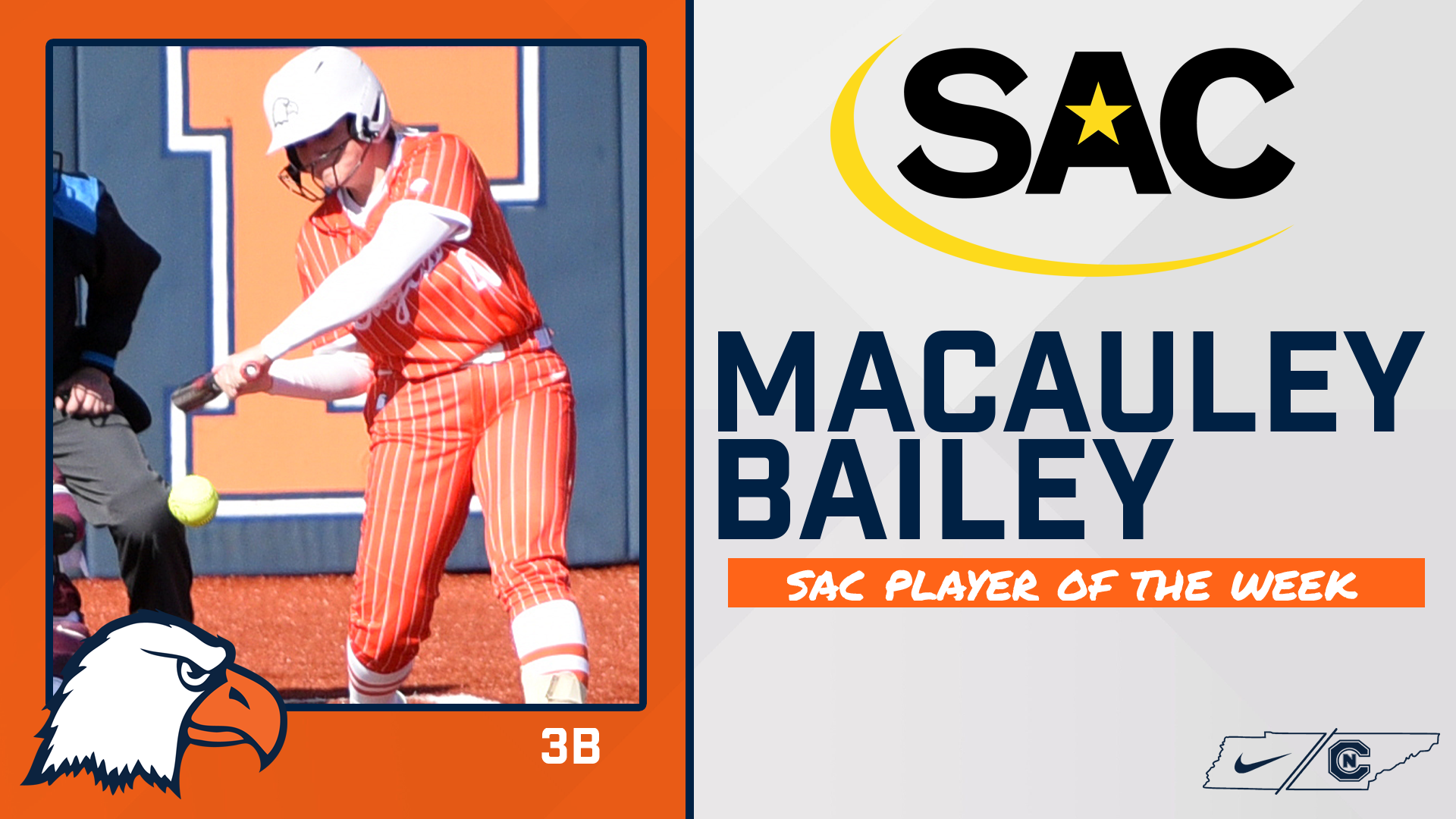 C-N's Bailey Named SAC Player of the Week After 8-RBI Opening Weekend