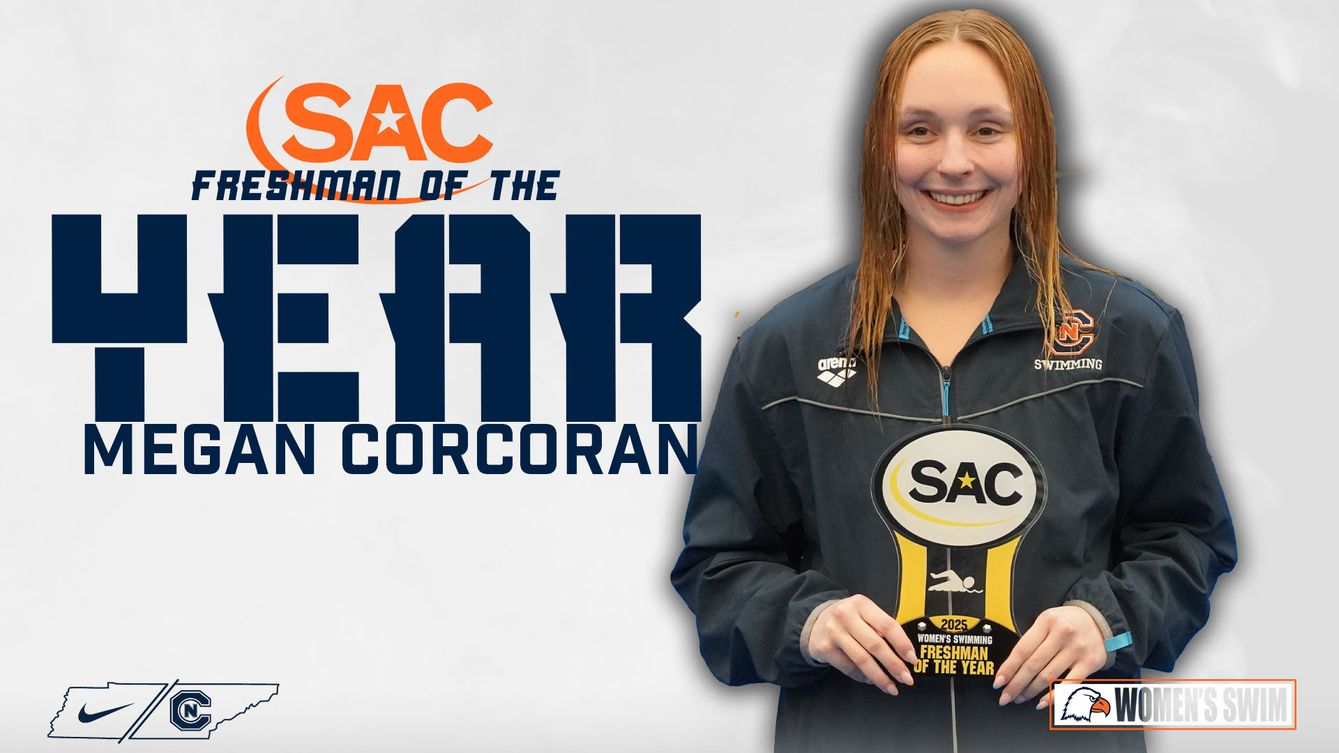 Corcoran Named SAC Freshman Swimmer of the Year