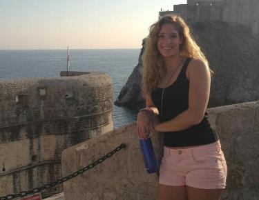 Harper with the Adriatic sea in the background